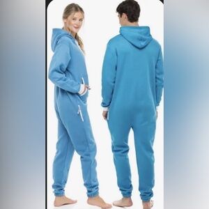 Skyline Wears 1pc Sweatsuit Blue Hooded Onesie Womens Large